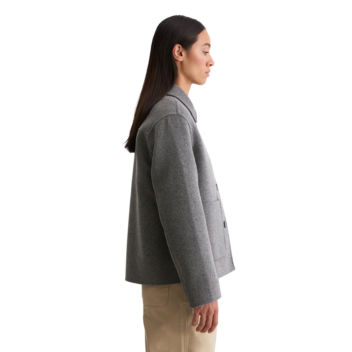 Veste chemise regular en double face de laine noble gris, MARC O'POLO