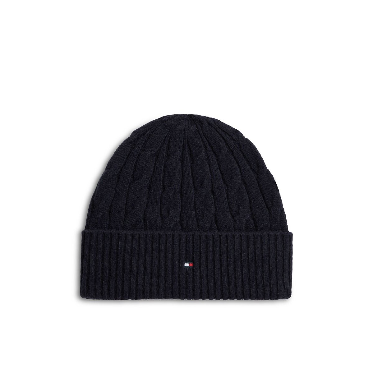 Flag Cable Beanie navy blue, TOMMY HILFIGER