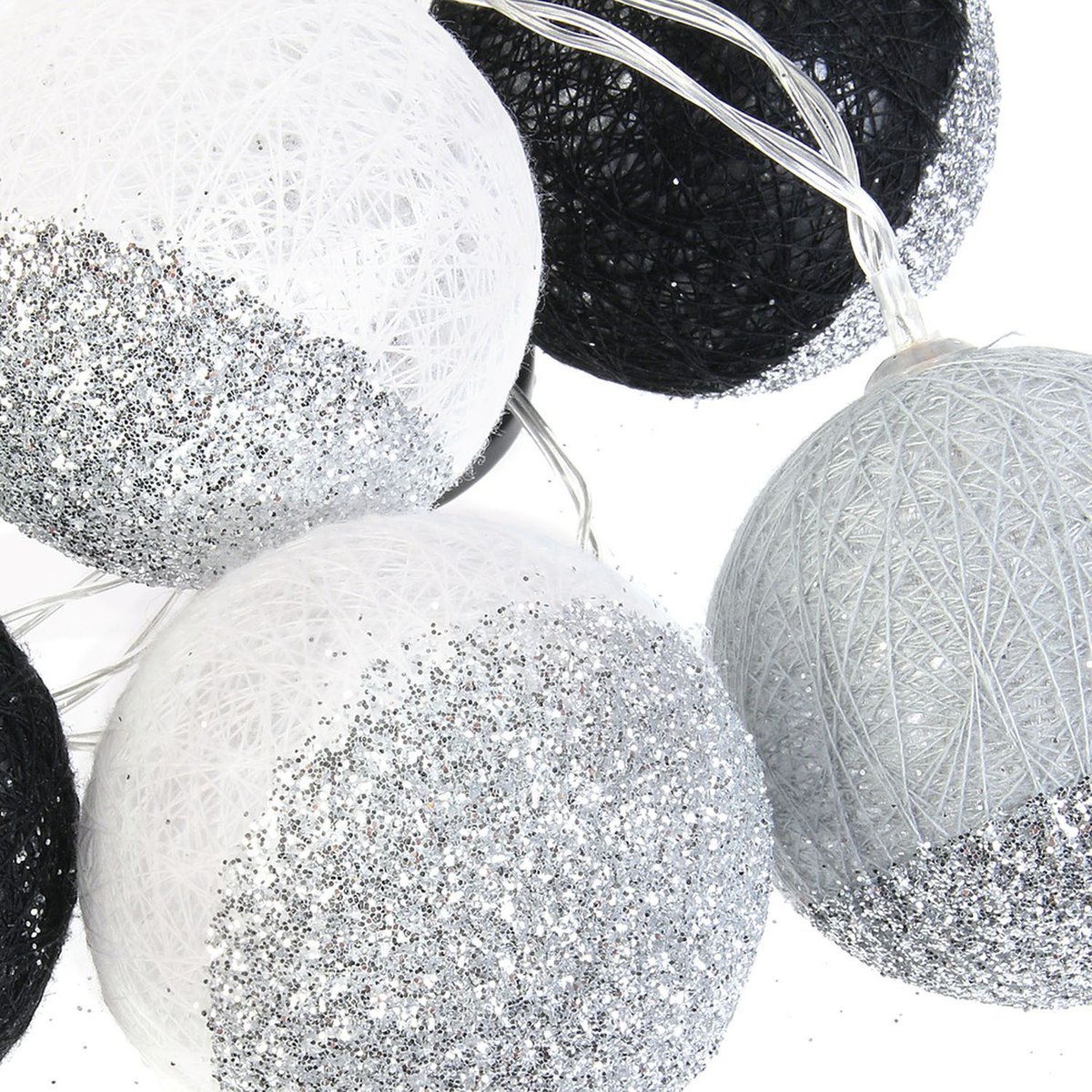 Guirlande lumineuse LED 10 boule bicolores CÉLESTE argent, THE HOME DECO FACTORY