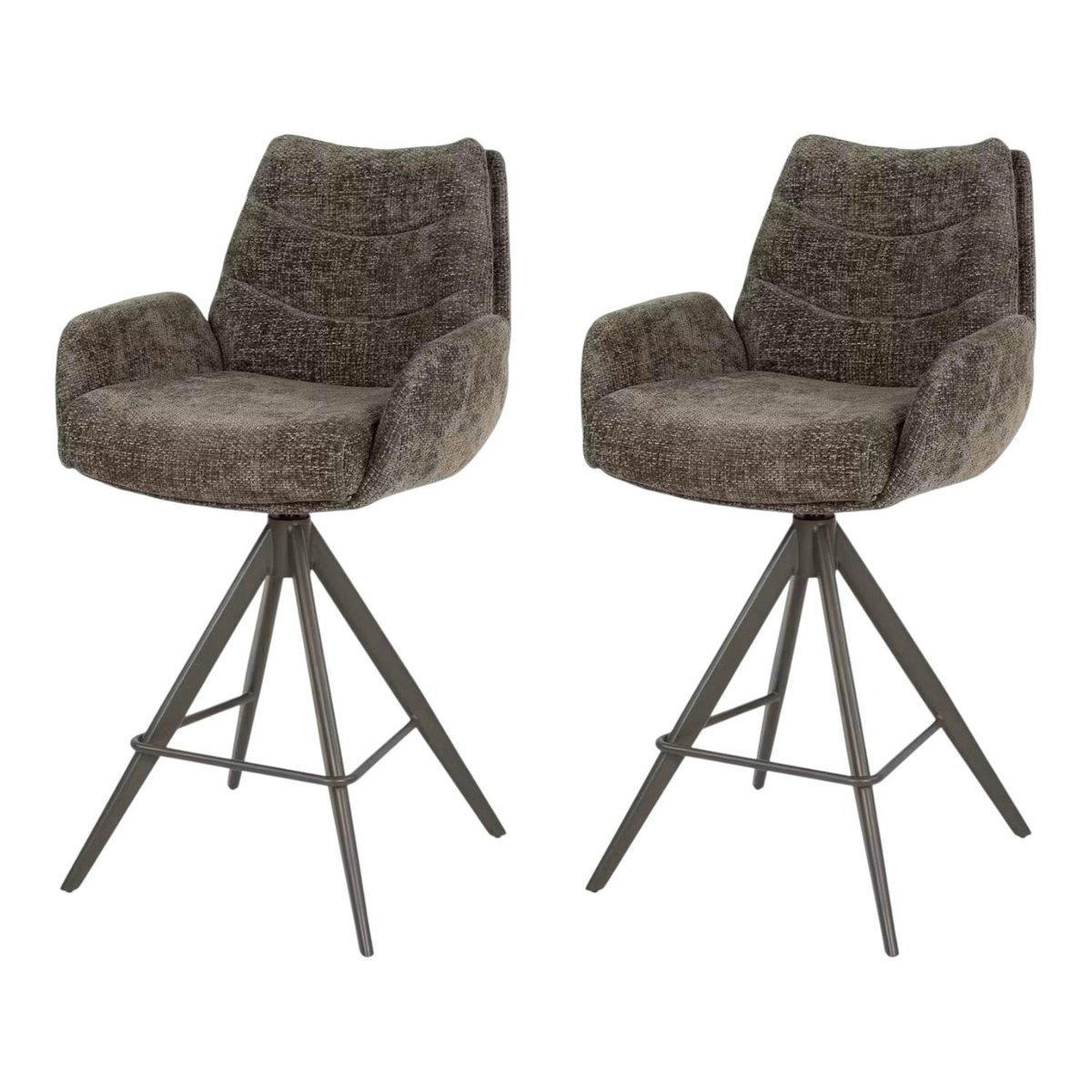 Fauteuil de bar pivotant (lot de 2) tissu chenille TAJ taupe, PIER IMPORT