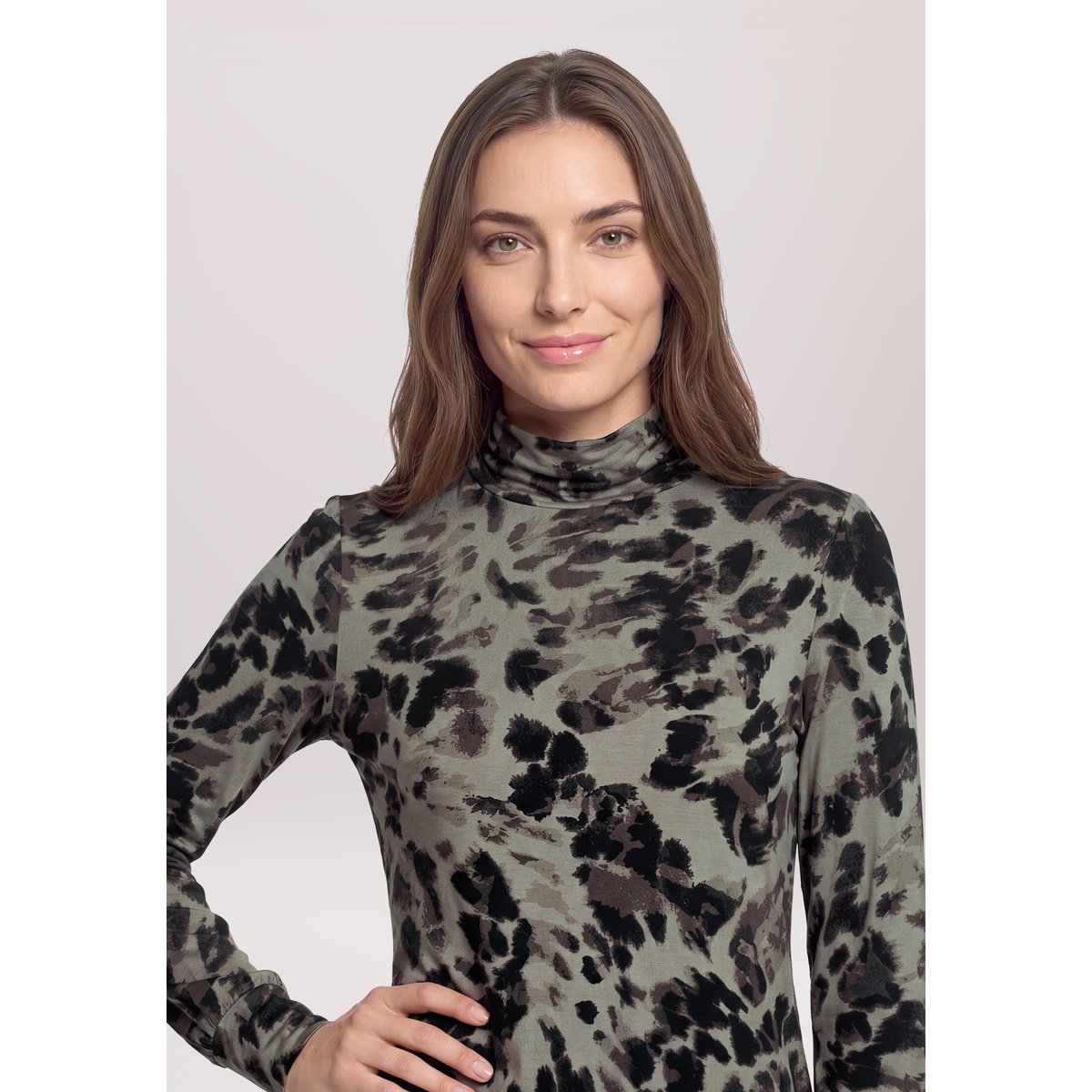 T-shirt à col roulé à col droit taupe/black, BETTY BARCLAY