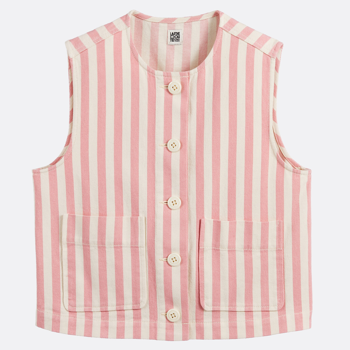 Gilet sans manches rayé rayé rose ivoire, LA REDOUTE COLLECTIONS