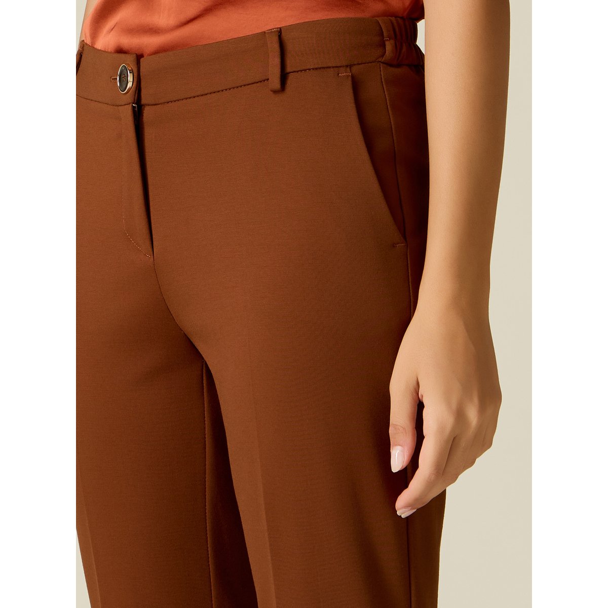 Pantalon coupe droite marron, OLTRE