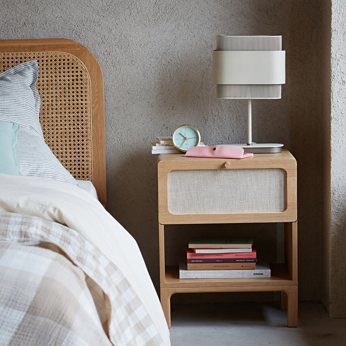 Esmara Bedside Table with 1 Drawer oak/linen stain, LA REDOUTE INTERIEURS