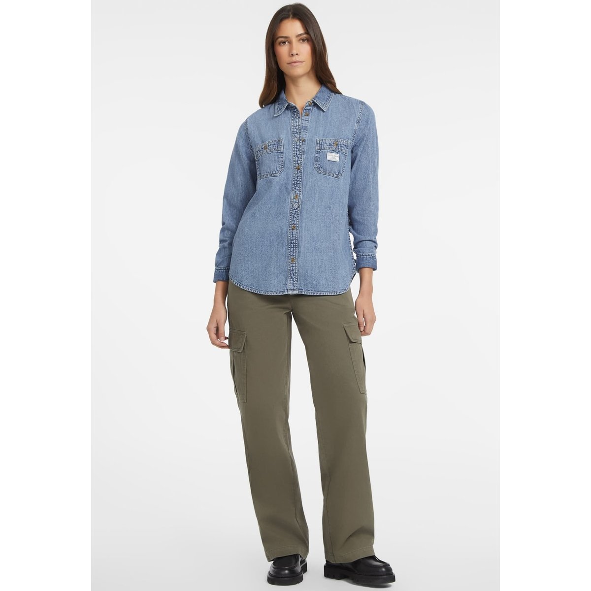 Chemise Classique En Jean À Manches Longues bleu, GUESS JEANS