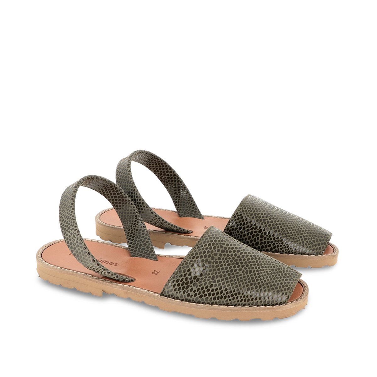 Sandales en cuir AVARCA CUIR vert olive, MINORQUINES