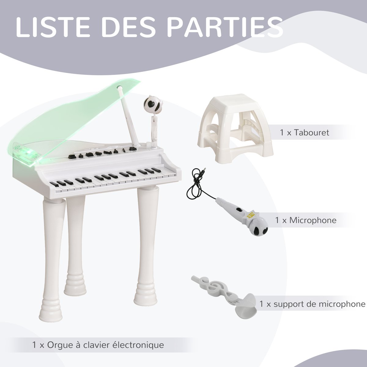 Ensemble de claviers électroniques pour blanc, transparent, AIYAPLAY