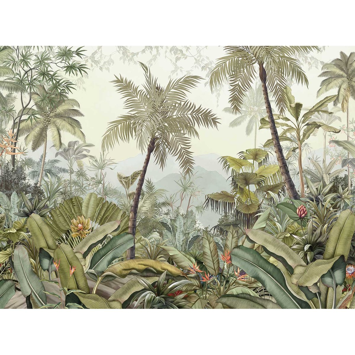 Papier peint jungle palette intissé, HEXOA