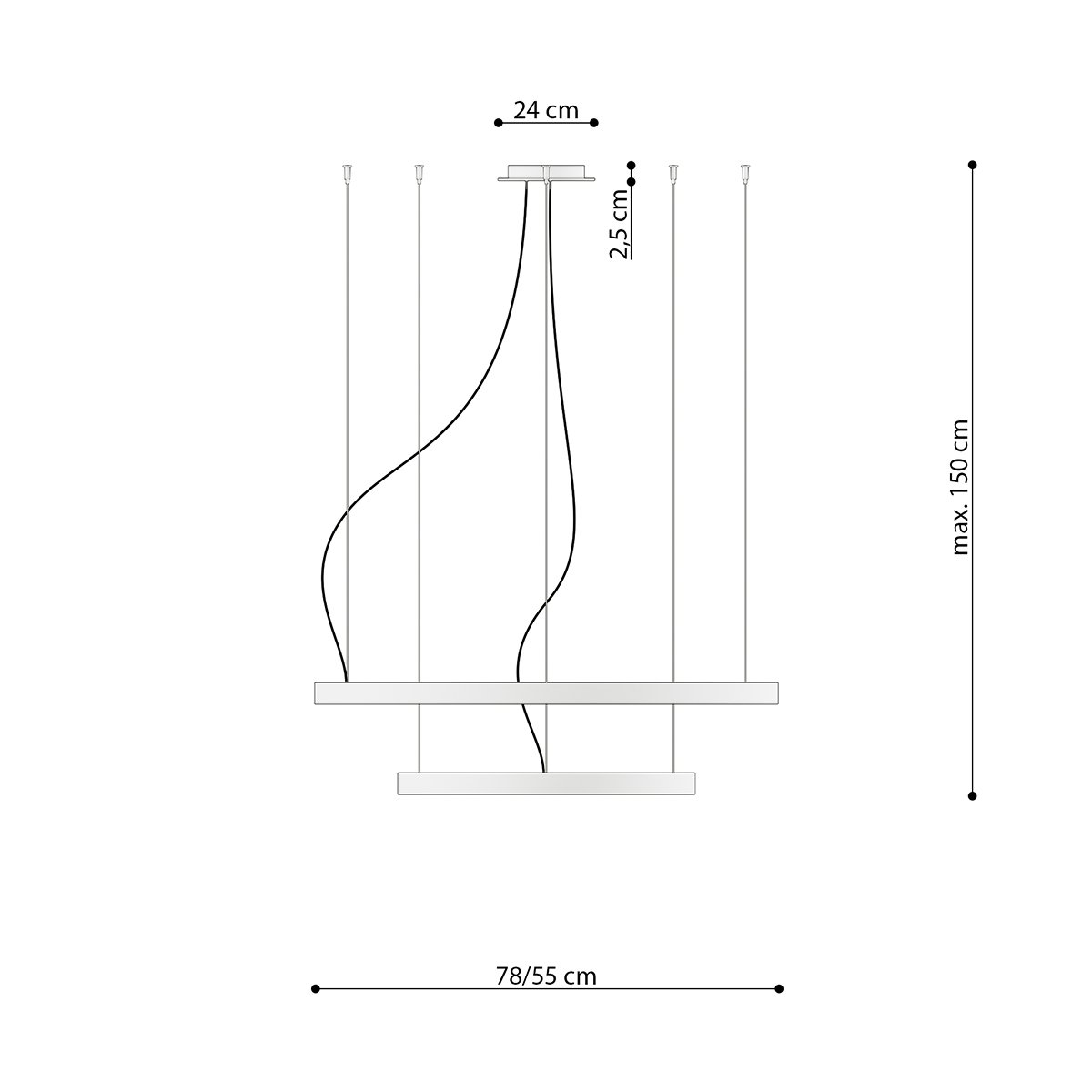 Lustre Aluminium Blanc LED 2 Rio blanc, EDEN