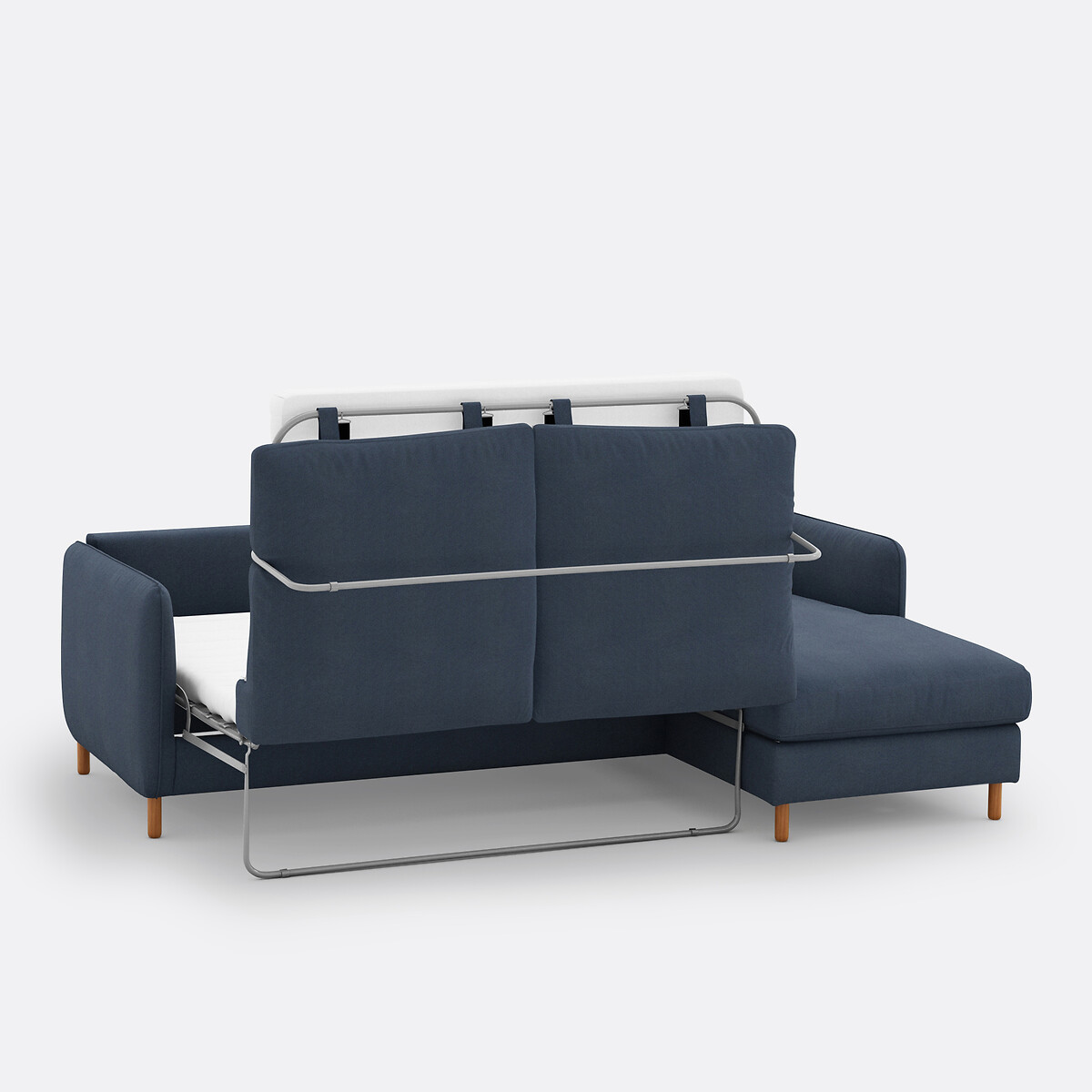 Sofá cama esquinero de 4 plazas, algodón y poliéster, LOMÉO azul oscuro, LA REDOUTE INTERIEURS