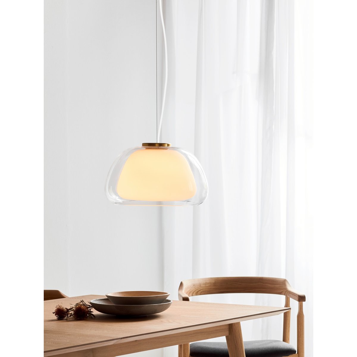 Suspension abat-jour intérieur opale en verre, JELLY transparent, NORDLUX
