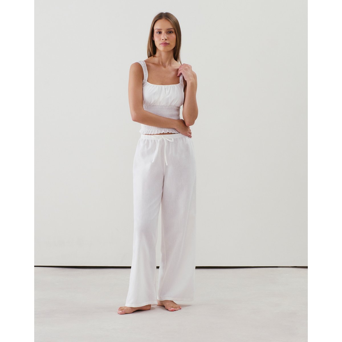 Pantalon droit effet lin LINELIZ ecru, UNDIZ