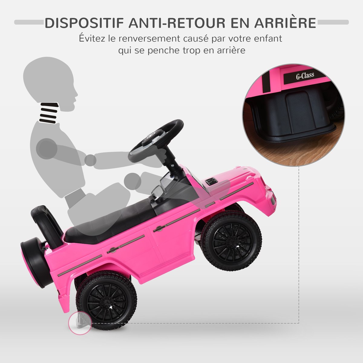 Voiture à glissière pour enfants PP Rose rose, HOMCOM