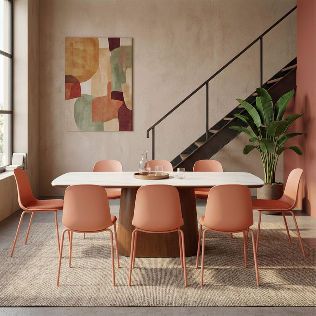 Lot de 2 chaises en tissu et métal pieds terracotta- LINDA terracotta, DRAWER