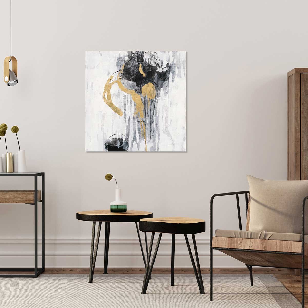 Tableau abstrait Pluie dorée tableau alu dibond, HEXOA