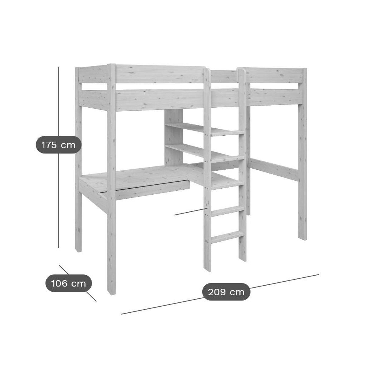 Lit mezzanine + fauteuil extensible - TIM naturel, CAMIF