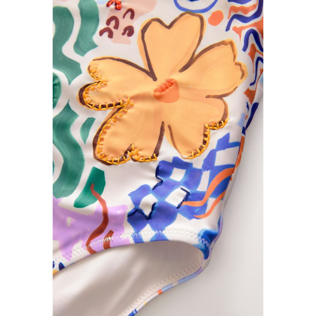Maillot de bain une épaule multi tropical print, NEXT