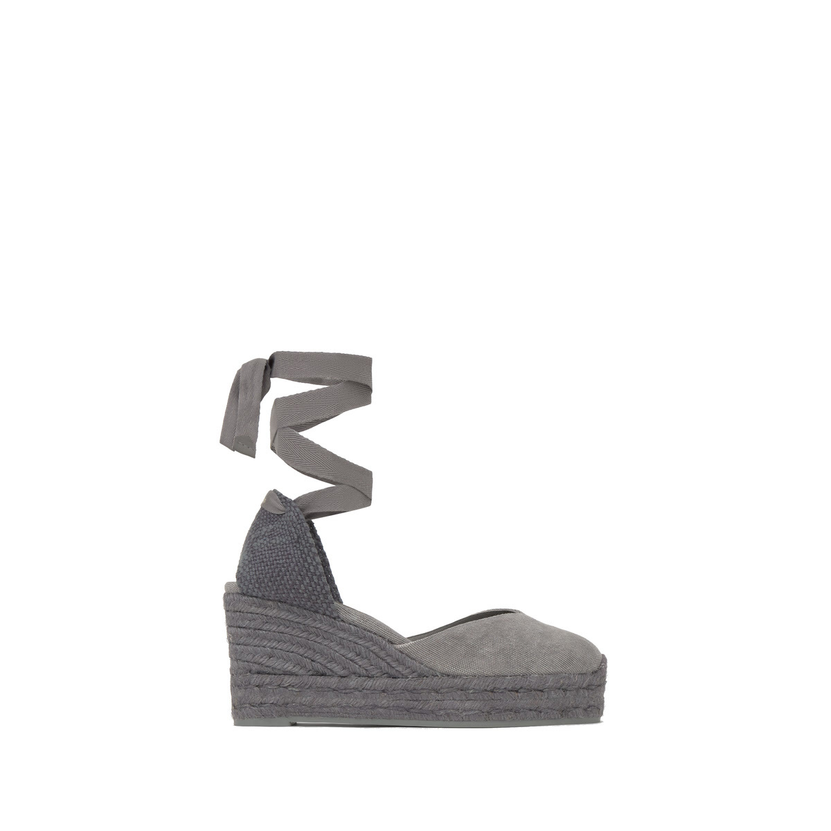 Espadrilles compensées à lacets en coton bio CHIARA gris, CASTANER