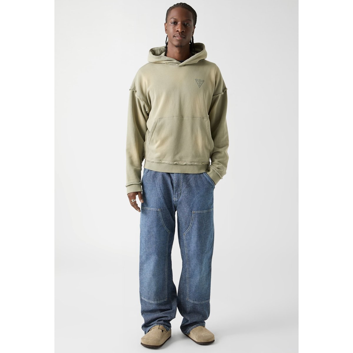 Sweat À Capuche Effet Délavé vert multi, GUESS JEANS