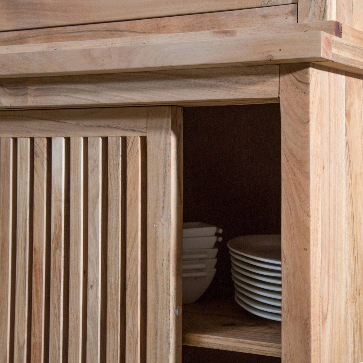 Vaisselier en bois d'acacia SALTA bois clair, MADE IN MEUBLES