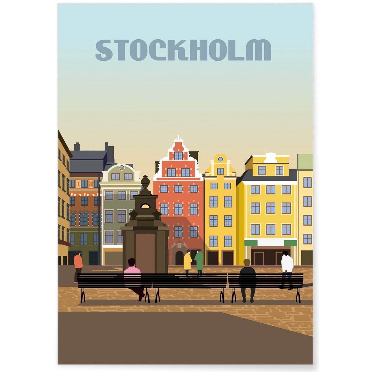 Affiche ville Stockholm blanc, L'AFFICHERIE