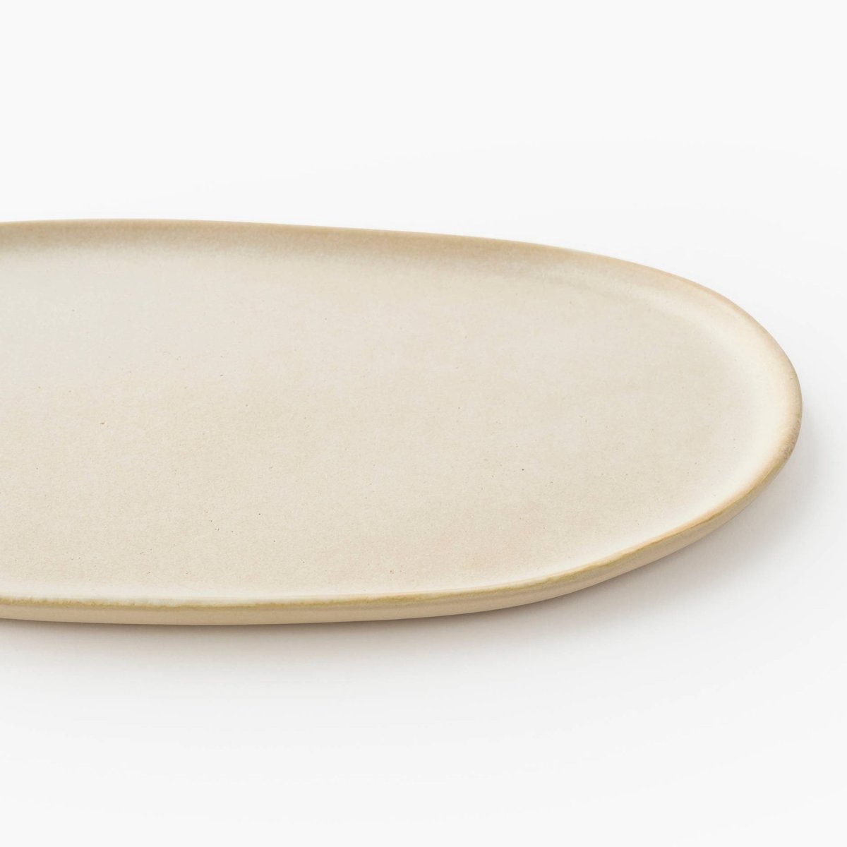 Plat ovale finition réactive, 26x14cm off white, MONOPRIX