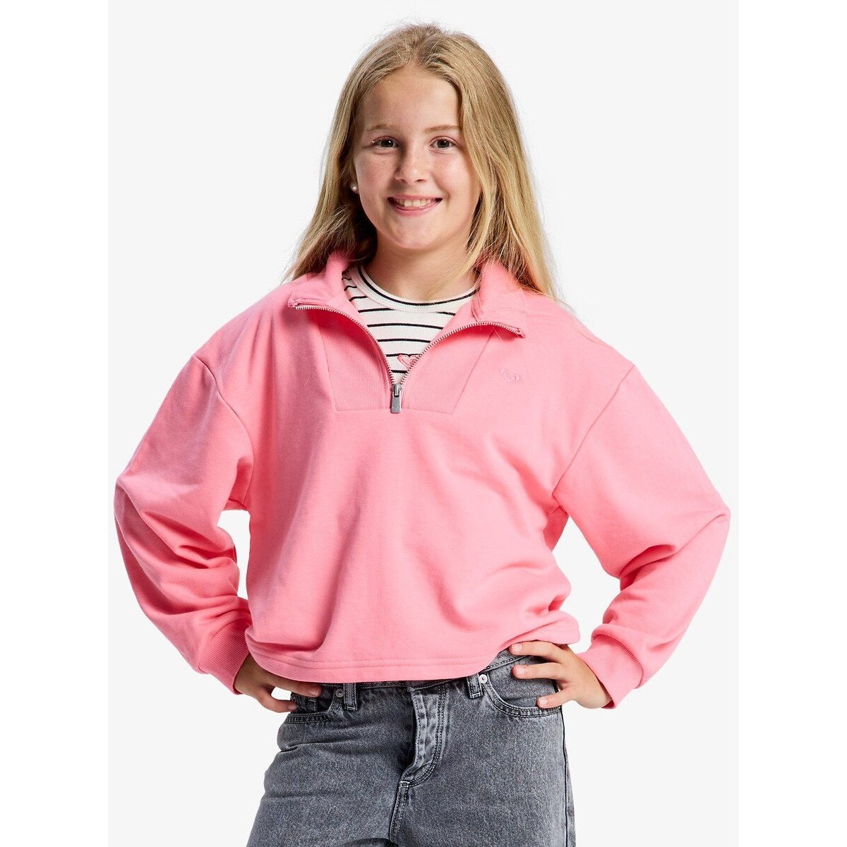 Sweat col camionneur, en molleton rose, ROXY