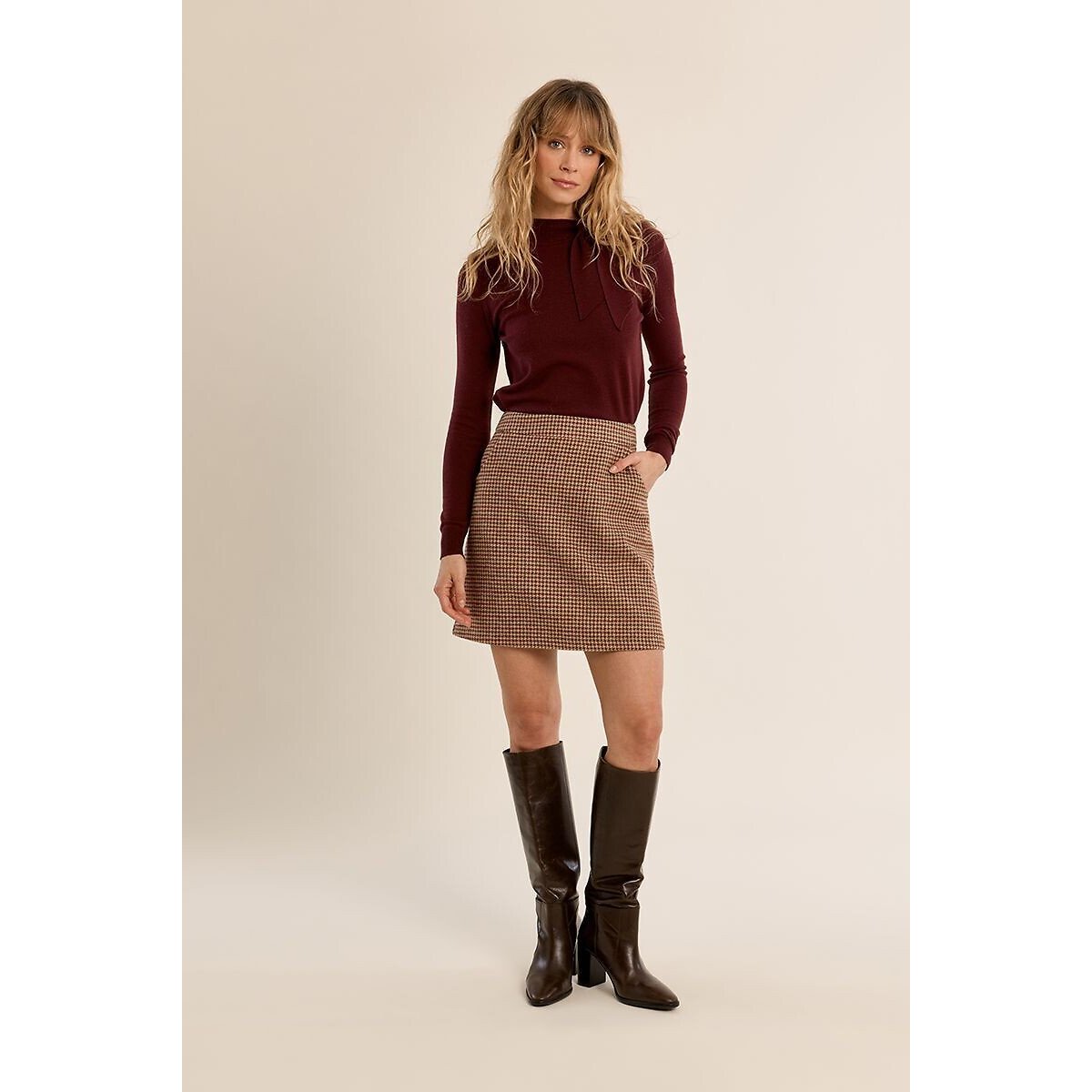 Jupe courte motif pied-de-poule pied de poule, MOLLY BRACKEN