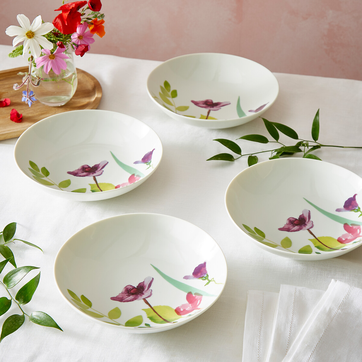 Set of 4 Water Garden Pasta Bowls multi-coloured, PORTMEIRION