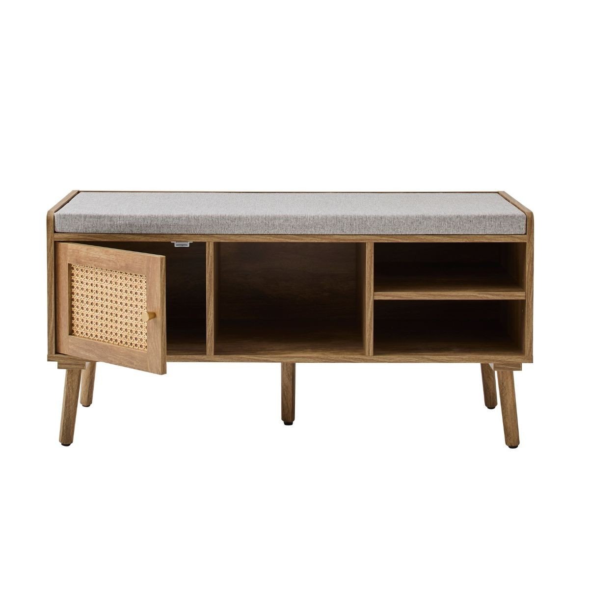 Banc à chaussures 1 porte 3 niches - PALMO bois clair, CALICOSY