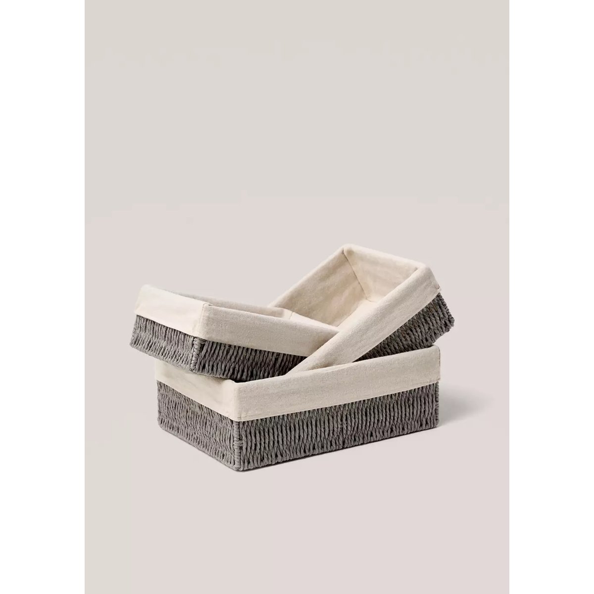 Petit panier en papier rectangulaire gris, MANGO HOME