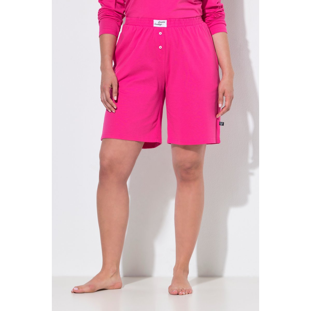 Lot de 2 shorts de pyjama, uni / rayures rose vif, ULLA POPKEN
