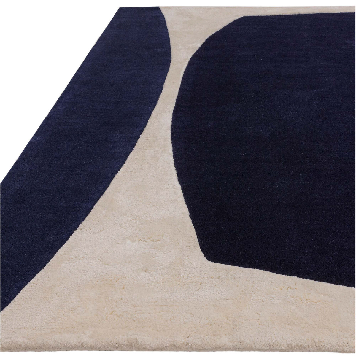 Abstract Irregular Carved Shape Rug in 100% Wool indigo, ÉDITÉ
