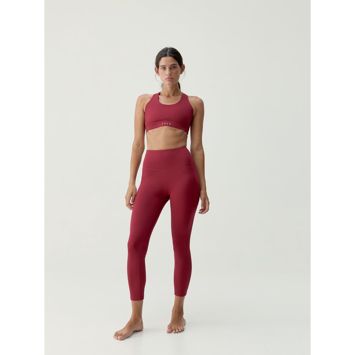 Brassière de sport femme Nexa Maintien moyen-élevé bretelles bretelles croisées rouge groseille, BORN