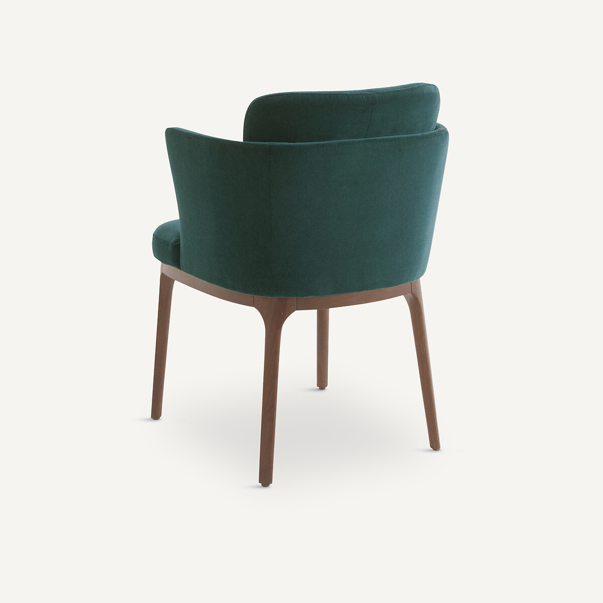 Poltrona da tavolo con gambe in noce e velluto Jabote verde inglesi, AM.PM