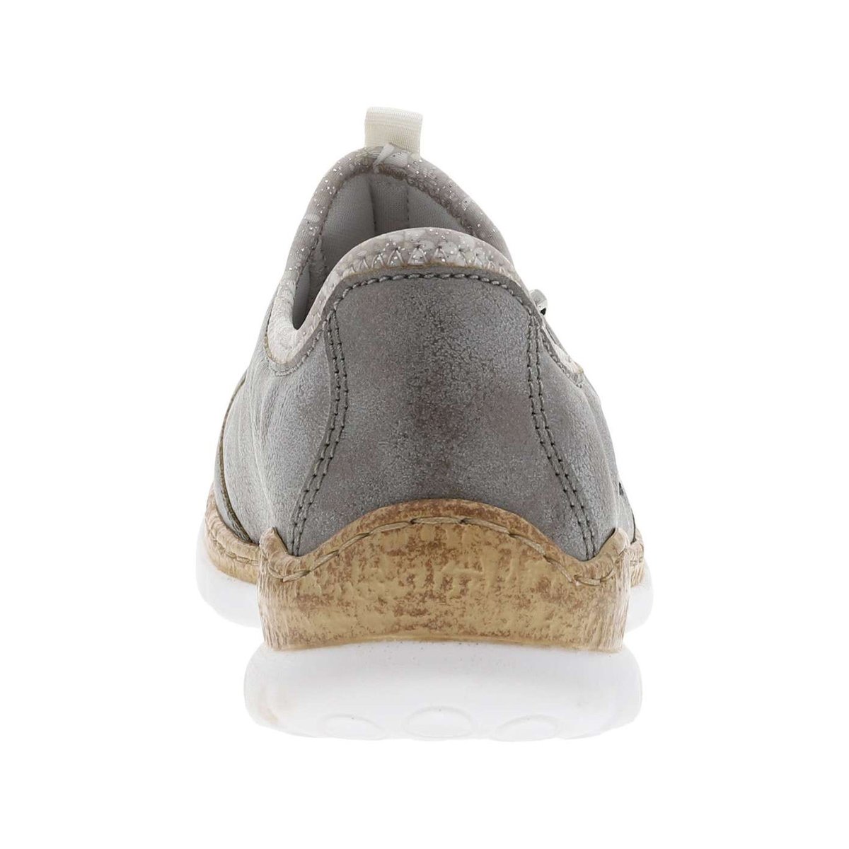 Sneakers platine à semelle blanche et à talon compensé bas avec slip-on platine, RIEKER