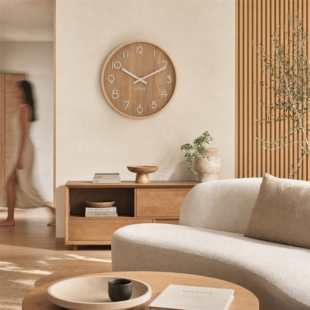 Horloge murale en bois naturel, RECOLLECTION