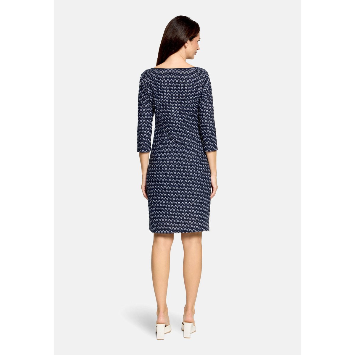 Robe droite à manches 3/4 bleu/blanc, BETTY BARCLAY