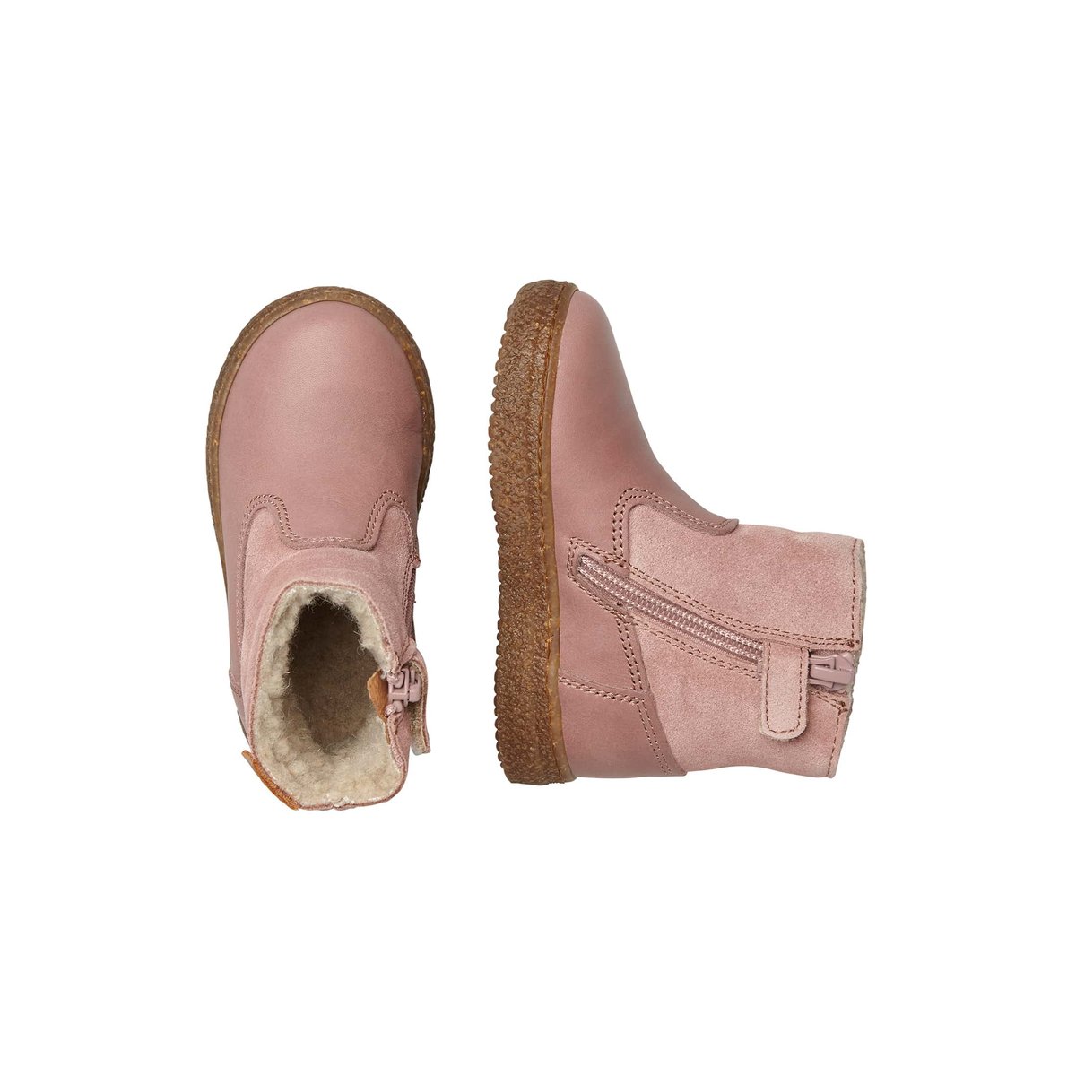 Bottines En Nappa Et Suède Alpina rose, NATURINO