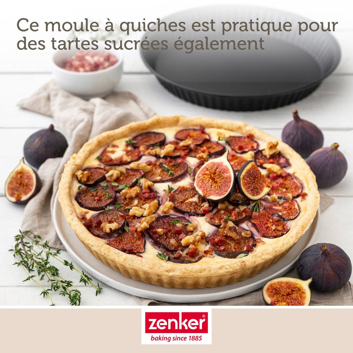 Set pâtisserie moule à quiche Lorraine 30 cm, 2 bols à mixer noir, ZENKER