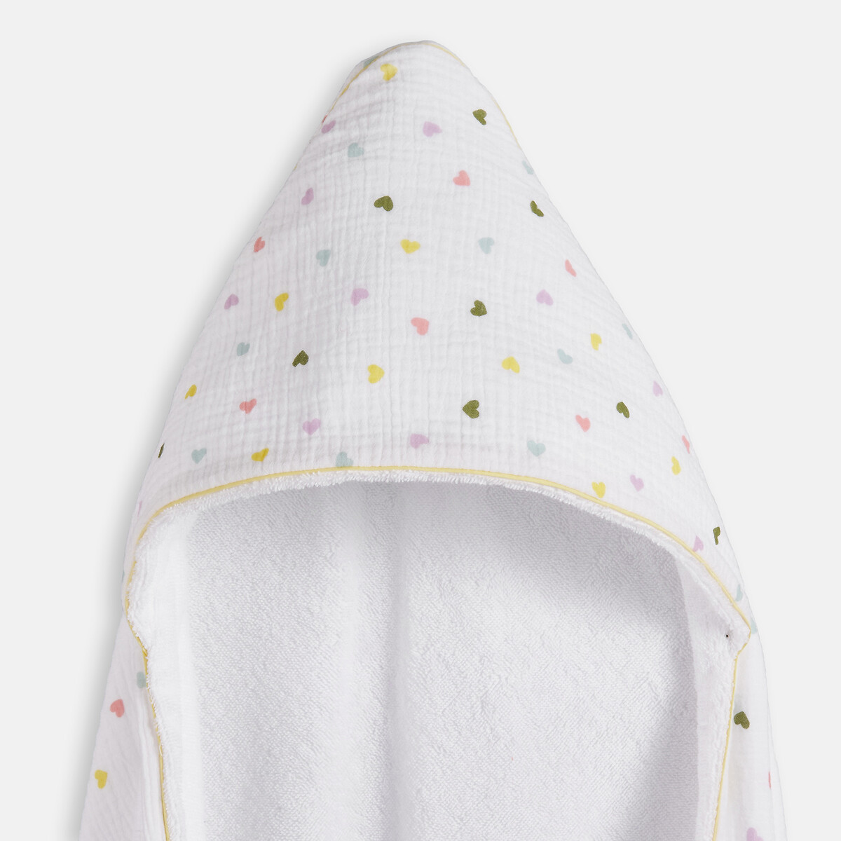 Cape de bain en gaze de coton et éponge bouclette 380g, SCACCO imprimé coeurs, LA REDOUTE INTERIEURS