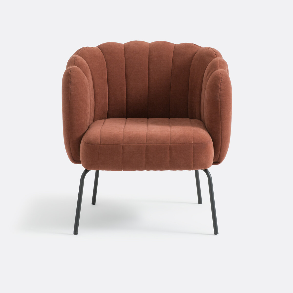 Sillón bajo de terciopelo, Douna terracota, LA REDOUTE INTERIEURS
