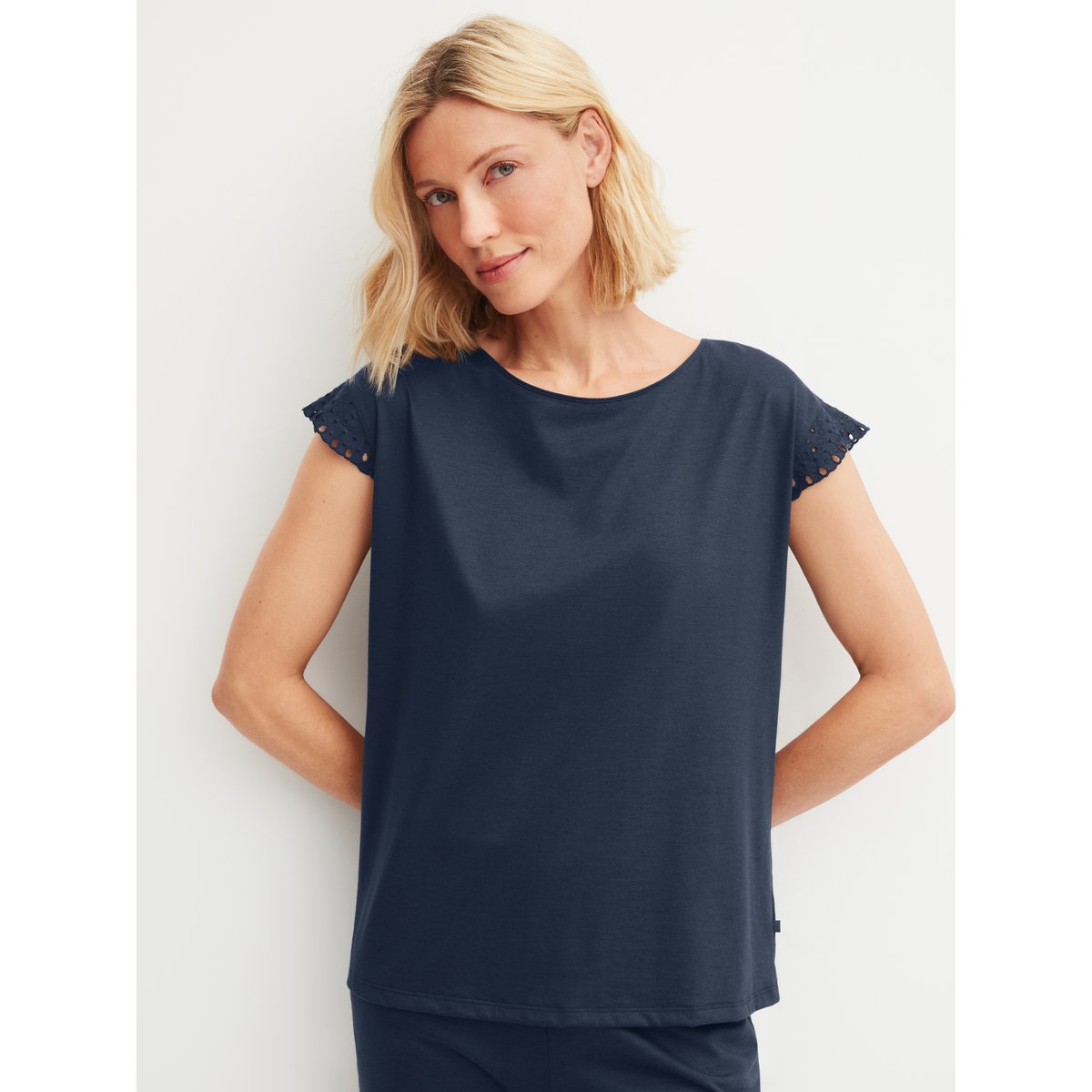 T-shirt à manches courtes et manches papillon manches courtes Coton FAVOURITES TILES peacoat blue, CALIDA