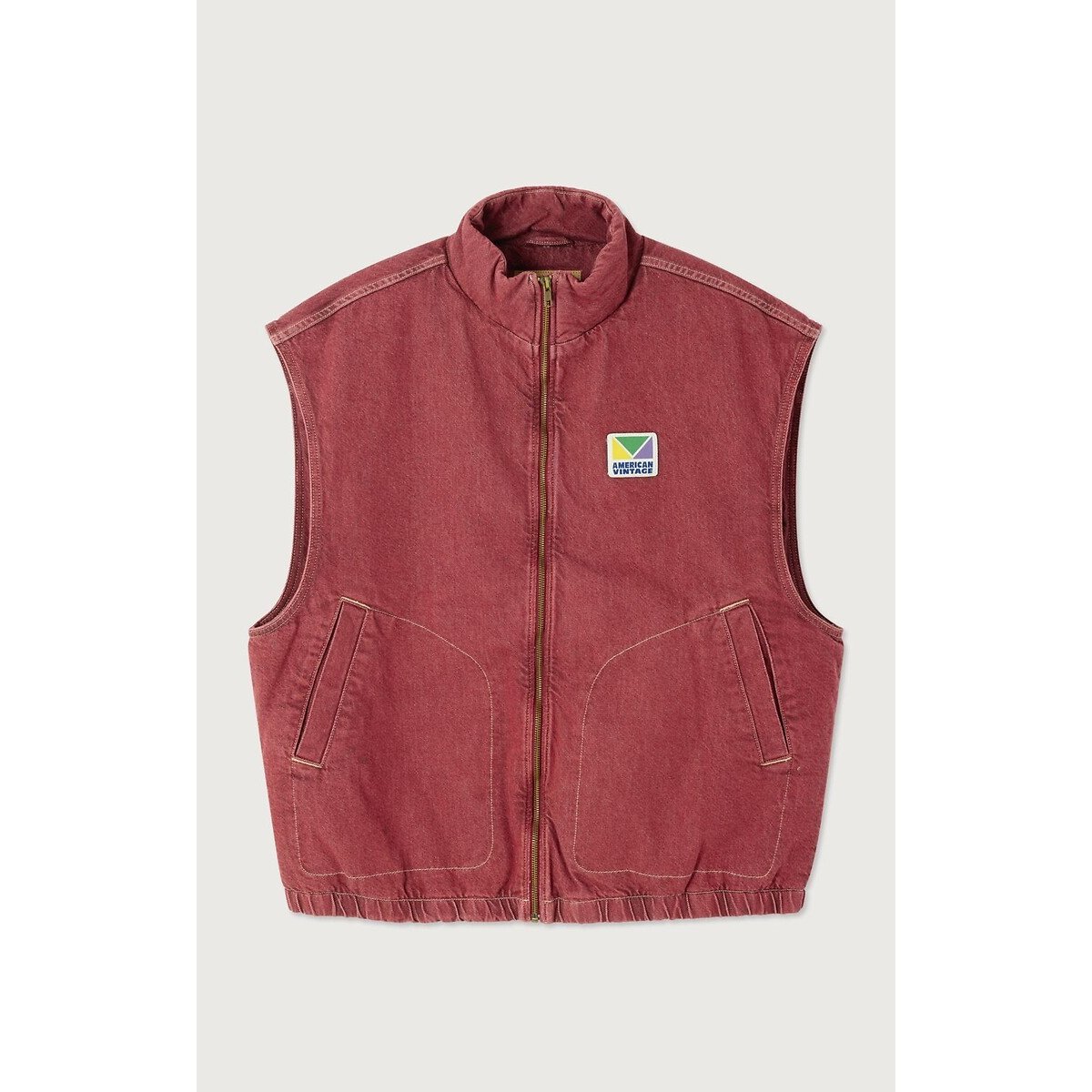 Veste sans manches zippée bordeaux, AMERICAN VINTAGE