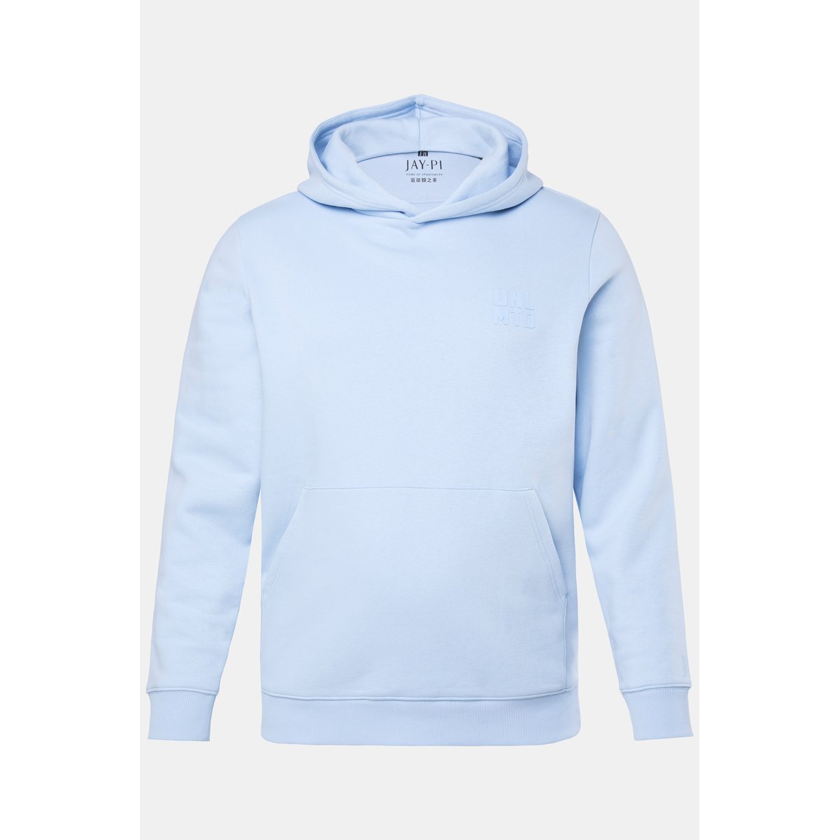 Sweat-shirt à capuche, imprimé poitrine bleu clair, JP1880