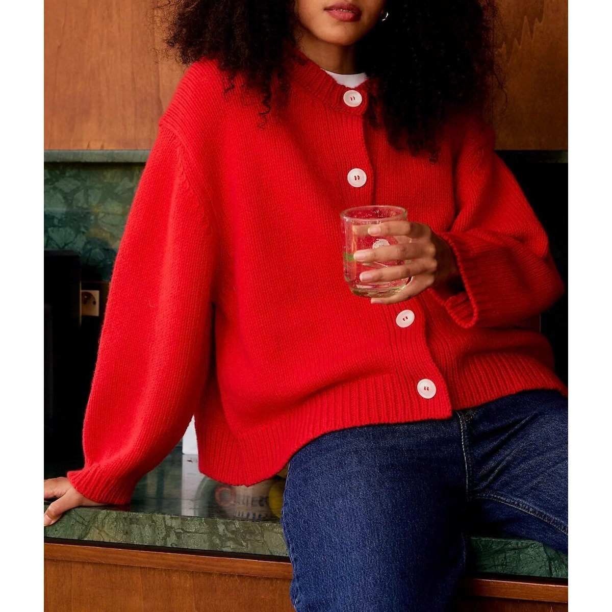 Cardigan a girocollo EMMA rosso, SURPRISE