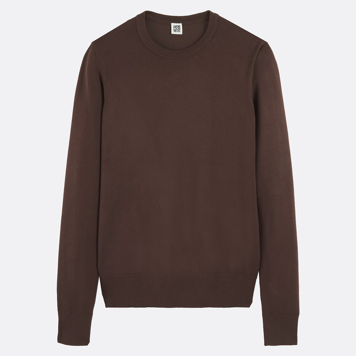 Jersey de cuello redondo, manga larga marrón oscuro, LA REDOUTE COLLECTIONS