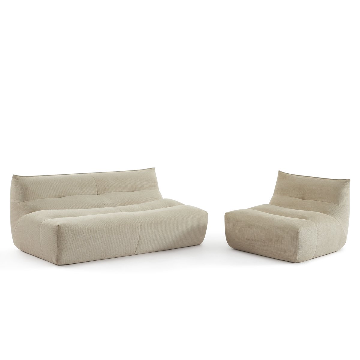 Banquette 2 places en tissu beige, PANTONE
