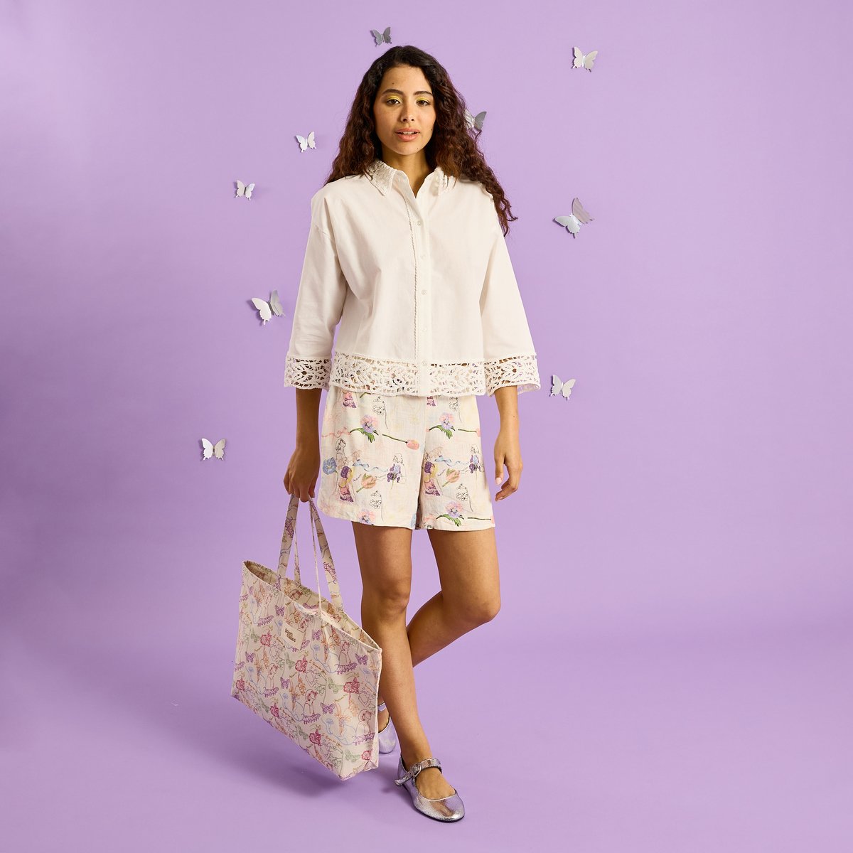 Chemise détails ajourés blanc cassé ecru, GRAIN DE MALICE