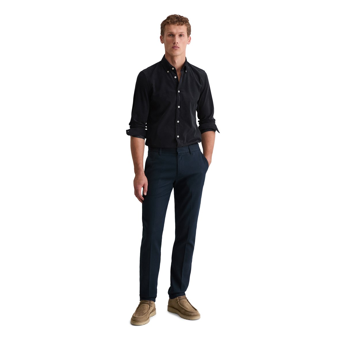 Chemise en velours côtelé shaped en pur coton bio bleu foncé, MARC O'POLO